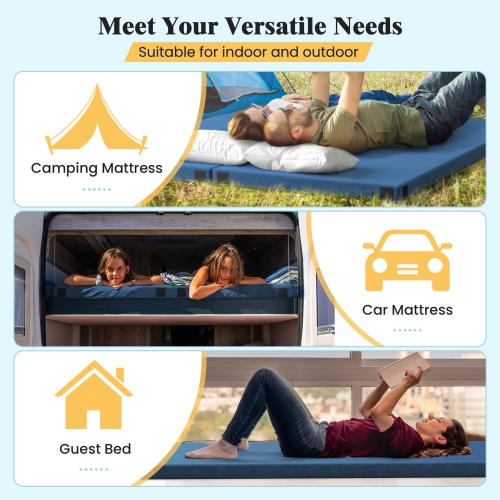 Matelas de camping en mousse à mémoire avec base antidérapante de Goplus pour dormir à l'extérieur