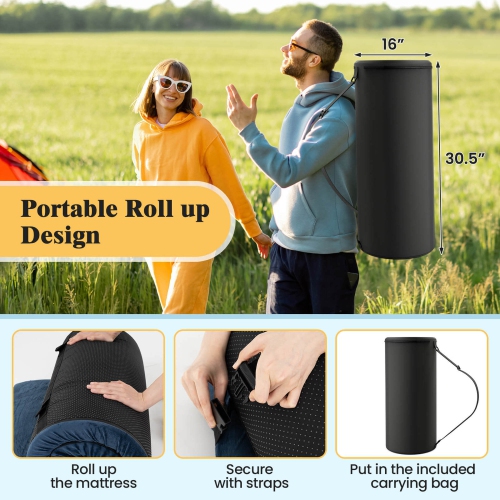 Matelas de camping en mousse à mémoire avec base antidérapante de Goplus pour dormir à l'extérieur