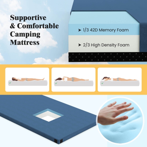 Matelas de camping en mousse à mémoire avec base antidérapante de Goplus pour dormir à l'extérieur