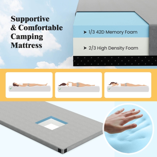 Goplus Memory Foam Camping Mattress with Anti-slip Bottom Travel Bag for Outdoor Sleeping
