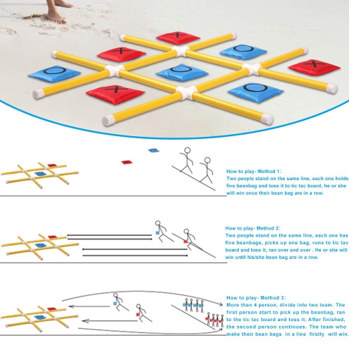 OTTARO Giant Tic Tac Toe Game Outdoor Indoor for Family, Outdoor Bean Bag Toss Game for Adults and Kids(3ft x 3ft)