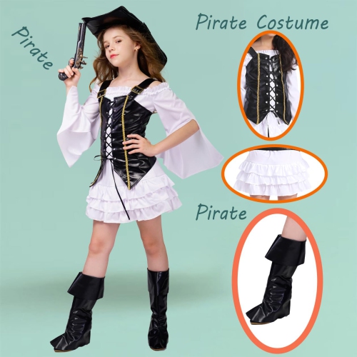 Girls Deluxe Pirate Fancy Halloween Costume