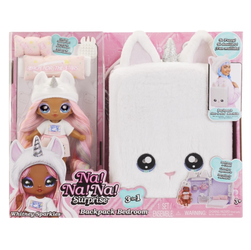 Na! Na! Na! Surprise 3-in-1 Backpack Bedroom Unicorn Playset- Tiffany Sparkles