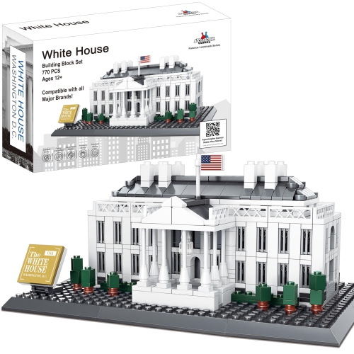 White House Building Block Set Washington D.C. White House Famous Landmark Series Model for Kids and Adults