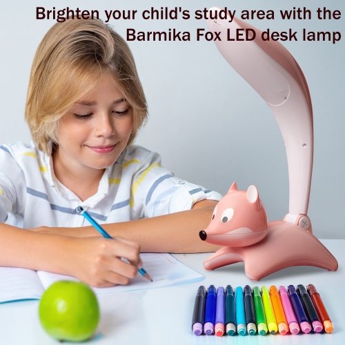 Fox Kids Desk Lamp – Cute Study Light – 8W – Pink