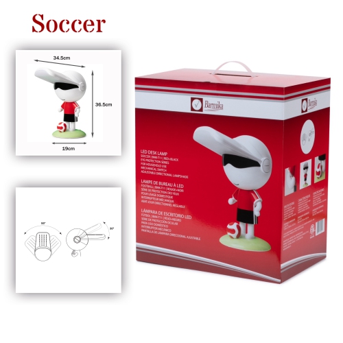 Soccer Kids Desk Lamp – Cool Study Light – 8W – Red Black