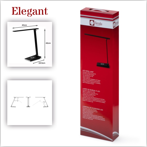 Modern LED Desk Lamp- USB Study Light – 10W – Black