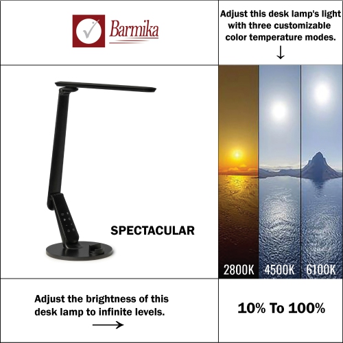 Unique LED Desk Lamp – Dimmable LED Light – 10W – Black