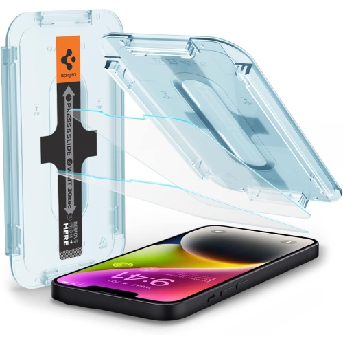 Spigen Tempered Glass Screen Protector [GlasTR EZ FIT] designed for iPhone 14 / iPhone 13 Pro/iPhone 13 [2 Pack] -