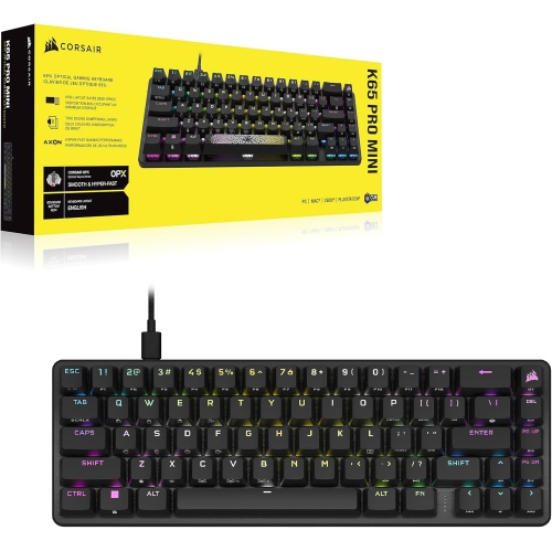 Corsair K65 PRO Mini RGB 65% Optical-Mechanical Wired Gaming Keyboard - OPX Switches - PBT Double-Shot Keycaps - QWERTY NA Layout - Black