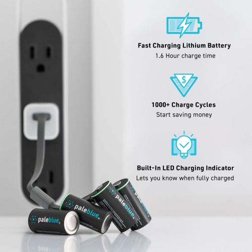 Batteries rechargeables USB-C 123&nbsp;A bleu pâle – 3&nbsp;V, 860&nbsp;mAh, lithium-ion, chargement rapide, paquet de 12
