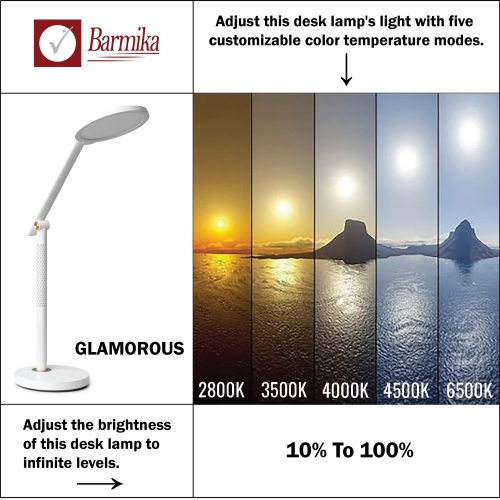 Tall Study Light – Computer Desk Lamp – 12W – White