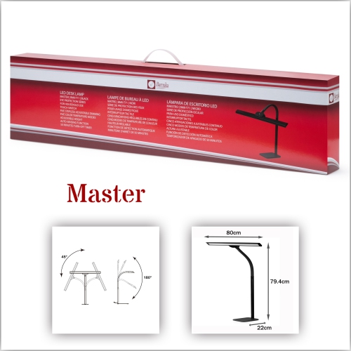 Grande lampe de bureau Architect – Lumière LED brillante – 20 W – Noir
