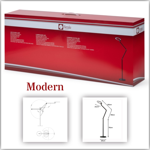 Modern Floor Lamp – Corner LED Light – 12W – Black