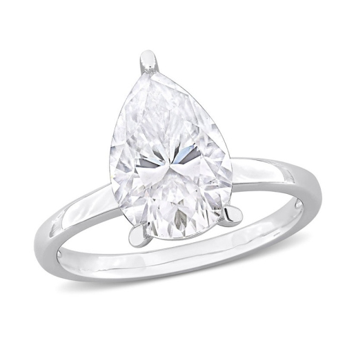 3.00 Carat Lab-Created Pear-Cut Moissanite Engagement Ring in Sterling Silver