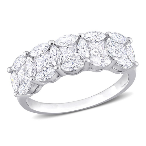 2.50 Carat Lab-Created Marquise and Princess Moissanite Anniversary Ring Band in Sterling Silver