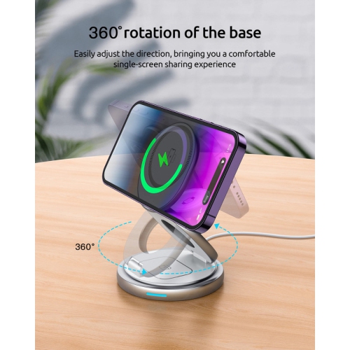 3 In 1 Magnetic Wireless Charger Stand for iPone 15 14 13 12 Airpods Pro iWatch 8 7 6 Metal Wireless Fast Charging Dock Station