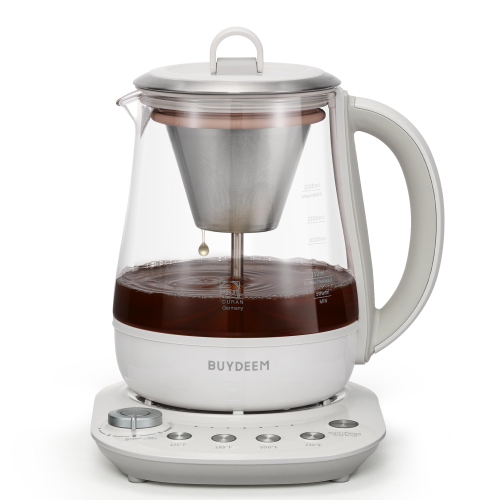 Théière K156 de BUYDEEM, bouilloire électrique thé/café avec cafetière amovible, programmes d'infusion préréglés Cafetière avec contrôle de la