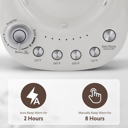 Théière K156 de BUYDEEM, bouilloire électrique thé/café avec cafetière amovible, programmes d'infusion préréglés Cafetière avec contrôle de la
