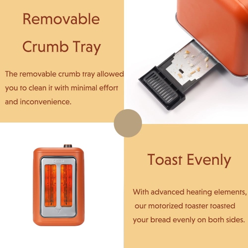 BUYDEEM DT730 2-Slice Motorized Toaster, Smart Digital Leverless Toaster with LCD Countdown Timer, 9-Shade Settings for Toast, Bagels, Muffins