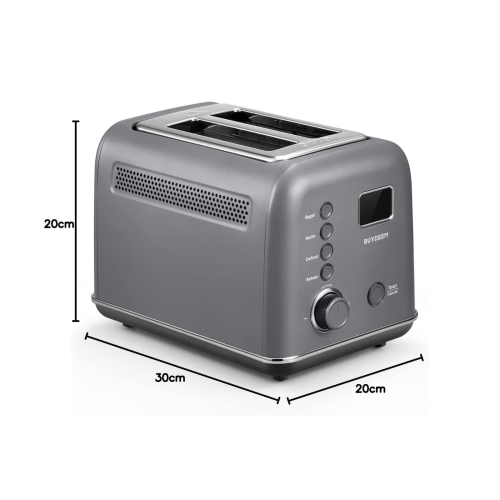 BUYDEEM DT730 2-Slice Motorized Toaster, Smart Digital Leverless Toaster with LCD Countdown Timer, 9-Shade Settings for Toast, Bagels, Muffins