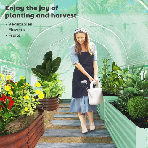Outsunny – Tunnel de plantes extérieures à serre avec porte enroulable et 6 fenêtres en filet, cadre en acier, vert, 6,6 x 11 x 7 pi