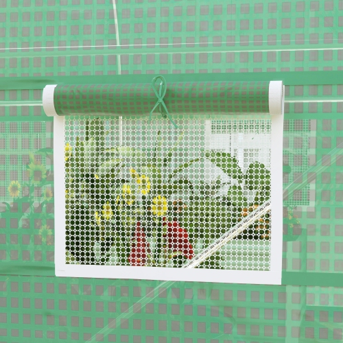 Outsunny – Tunnel de plantes extérieures à serre avec porte enroulable et 6 fenêtres en filet, cadre en acier, vert, 6,6 x 11 x 7 pi