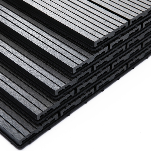 Outsunny 11 Pcs Plastic Interlocking Deck Tiles, 12" x 12" Non-slip Outdoor Flooring Tiles, 11 sq.ft. per Pack, All Weather for Indoor Outdoor Patio