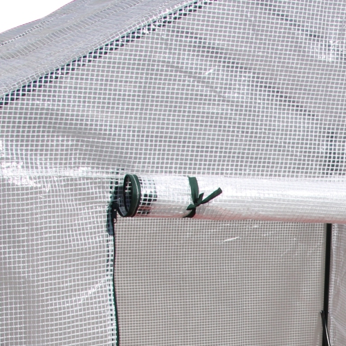 Jardinière extérieure Outsunny, 56 x 56&nbsp;po, maison chaude de jardin portative avec tablette à 2 niveaux, porte enroulable à fermeture à