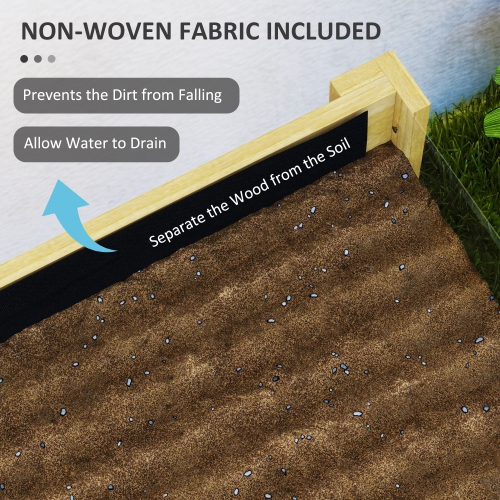 Outsunny Wooden Raised Garden Bed Planter with Acrylic Panels, Elevated Planter Box Outdoor Raised Planter with Drainage Holes for Vegetables Flowers