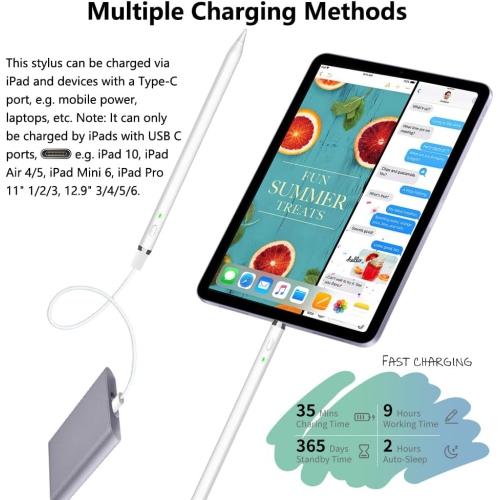 Pencil(1st Generation)for iPad: Pencil for iPad with 10X Fast Charge, Tilt Sensitivity Palm Rejection, Stylus Pen for iPad 6~10th, iPad Air 3~5th,