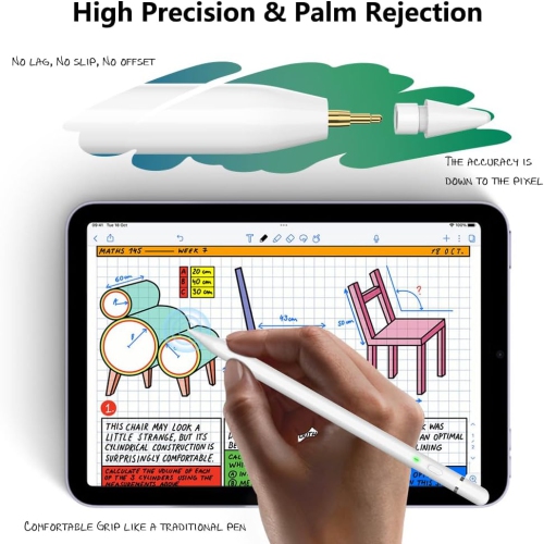Pencil(1st Generation)for iPad: Pencil for iPad with 10X Fast Charge, Tilt Sensitivity Palm Rejection, Stylus Pen for iPad 6~10th, iPad Air 3~5th,