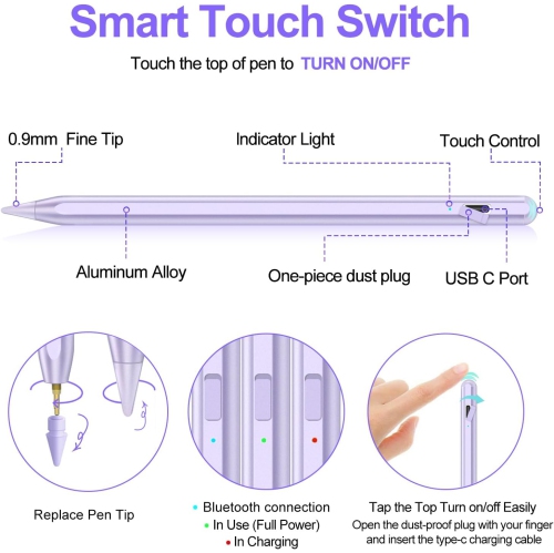 Stylus Pen for iPad, Apple Pencil for iPad 9th Gen,Apple Pen for iPad 10th Gen,iPad Pencil for iPad(2018-2022), iPad Pro11/iPad Pro12.9 3/4/5/6th