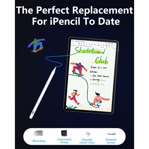 Pencil for iPad 2024-2018: Magnetic Pen for iPad with Tilt Sensitivity & Palm Rejection - Stylus for iPad Compatible with iPad Pro M4 11 12.9 - iPad