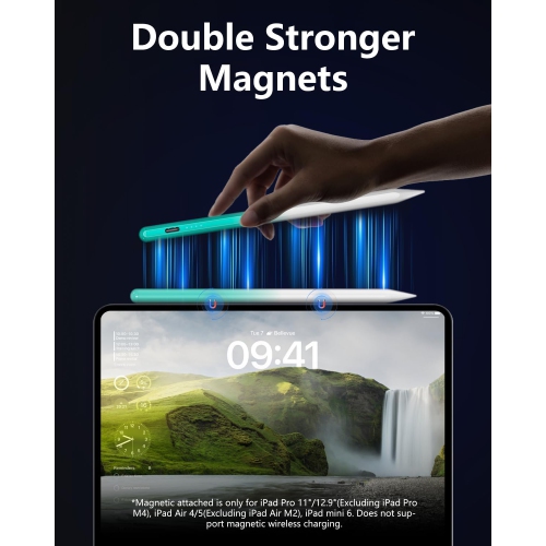 Pencil for iPad 2024-2018: Tilt Sensitivity & Palm Rejection for iPad Pencil - 12Hr Usage for iPad Pen, Magnetic Pen for iPad Compatible with iPad