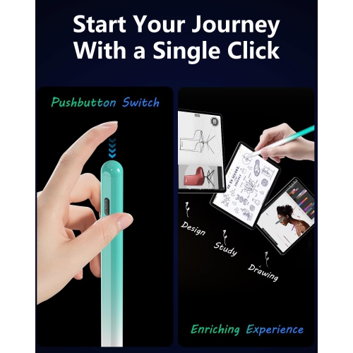 Pencil for iPad 2024-2018: Tilt Sensitivity & Palm Rejection for iPad Pencil - 12Hr Usage for iPad Pen, Magnetic Pen for iPad Compatible with iPad