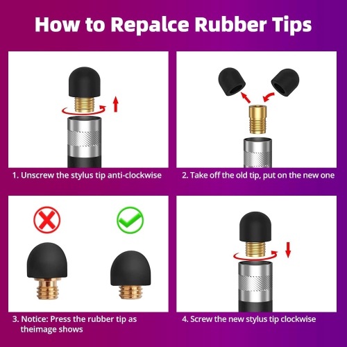 Stylus for Touch Screens Stylus for ipad,iPhone,Android Two Size Rubber Tips Tablet Stylus High Sensitivity & Precision No Scratches