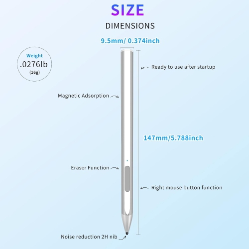 Stylus Pen for Microsoft Surface Pro 9/8/7/6/5/4/3/X Surface Laptop/Book/Studio Surface Go/Go2/Go3, 4096 Pressure Sensitivity, Magnetic Attachment,