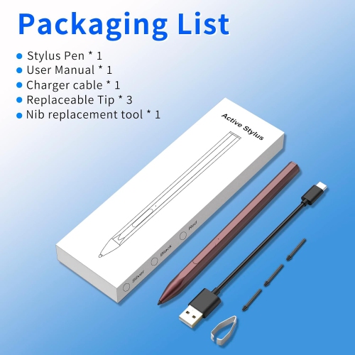 Stylus Pen for HP Envy X360 Pavilion X360 Specter X360 Spectre X2 Envy X2 Rechargeable MPP 2.0 Tilt Active Pen with 4096 Pressure Sensitivity, Palm