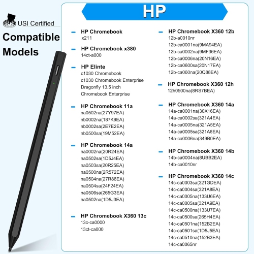 USI 2.0 Stylus Pen for HP Chromebook, ASUS Chromebook, Lenovo Chromebook, Amazon Fire Max 11, and Google Pixel Tablet, with 4096 Level Pressure, Palm
