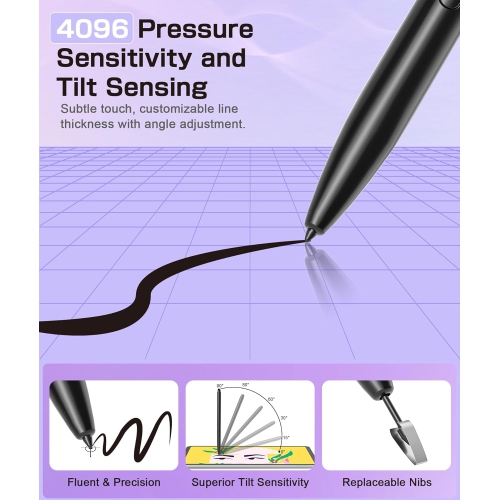 Magnetic EMR Stylus Compatible with Remarkable 2, Replacement Digital Pen with Eraser, 4096 Pressure Levels, Palm Rejection, Tilt Support, for