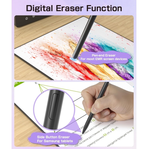 Magnetic EMR Stylus Compatible with Remarkable 2, Replacement Digital Pen with Eraser, 4096 Pressure Levels, Palm Rejection, Tilt Support, for