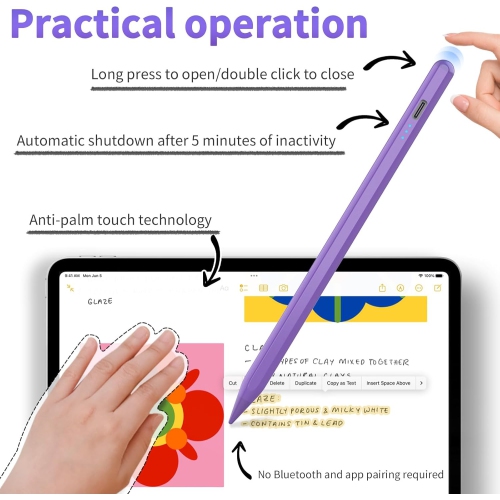 Stylus Pen for iPad with Palm Rejection, Pencil for iPad 10th/9th/8th/7th/6th Gen, for iPad Pro 11/12.9,for iPad Air 5th/4th/3rd Gen,for iPad Mini