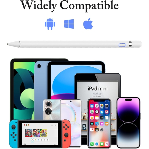 Active Digital Stylus Pen for Android,iOS, iPad/iPad 2/New iPad 3/iPad4/iPad Pro/iPad Mini/iPad Mini 2/3 /4 and Most Tablet,1.5mm Fine Point