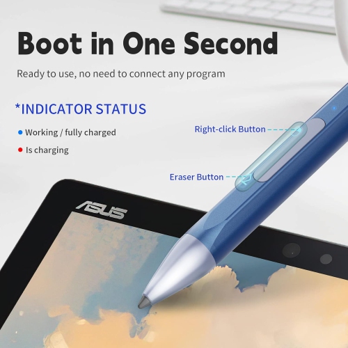 Stylus Pen for ASUS Transformer/Mini/ASUS Zenbook Flip/Pro/ASUS Vivobook Flip/Pro/Duo/ASUS Notebook, Rechargeable MPP 2.0 Tilt Active Pen with 4096