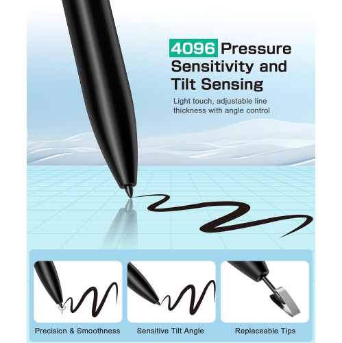 EMR Stylus Compatible with Remarkable 2, Replacement Digital Pen with Eraser, 4096 Pressure Levels, Palm Rejection, Tilt Support, for
