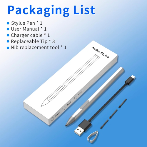 Stylus Pen for HP Envy X360 Pavilion X360 Specter X360 Spectre X2 Envy X2 Rechargeable MPP 2.0 Tilt Active Pen with 4096 Pressure Sensitivity, Palm