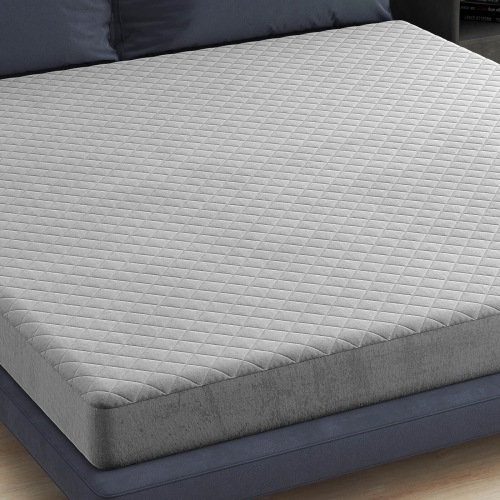 Costway King Size Mattress Protector with Deep Pocket Sponge Padding Anti-slip Bottom Gray