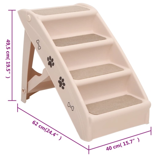 Escalier pliant pour chiens vidaXL crème 62x40x49.5 cm