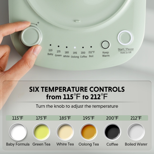 BUYDEEM K740 Electric Kettle with Temperature Control, 12H Keep Warm, Quick Boil, Stainless Steel Hot Water Boiler for Tea Coffee Milk, 1.7L